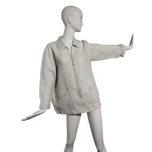 Eileen Fisher Irish Linen Womens size XL Full‎ Zip Jacket Quiet Luxury Old Money